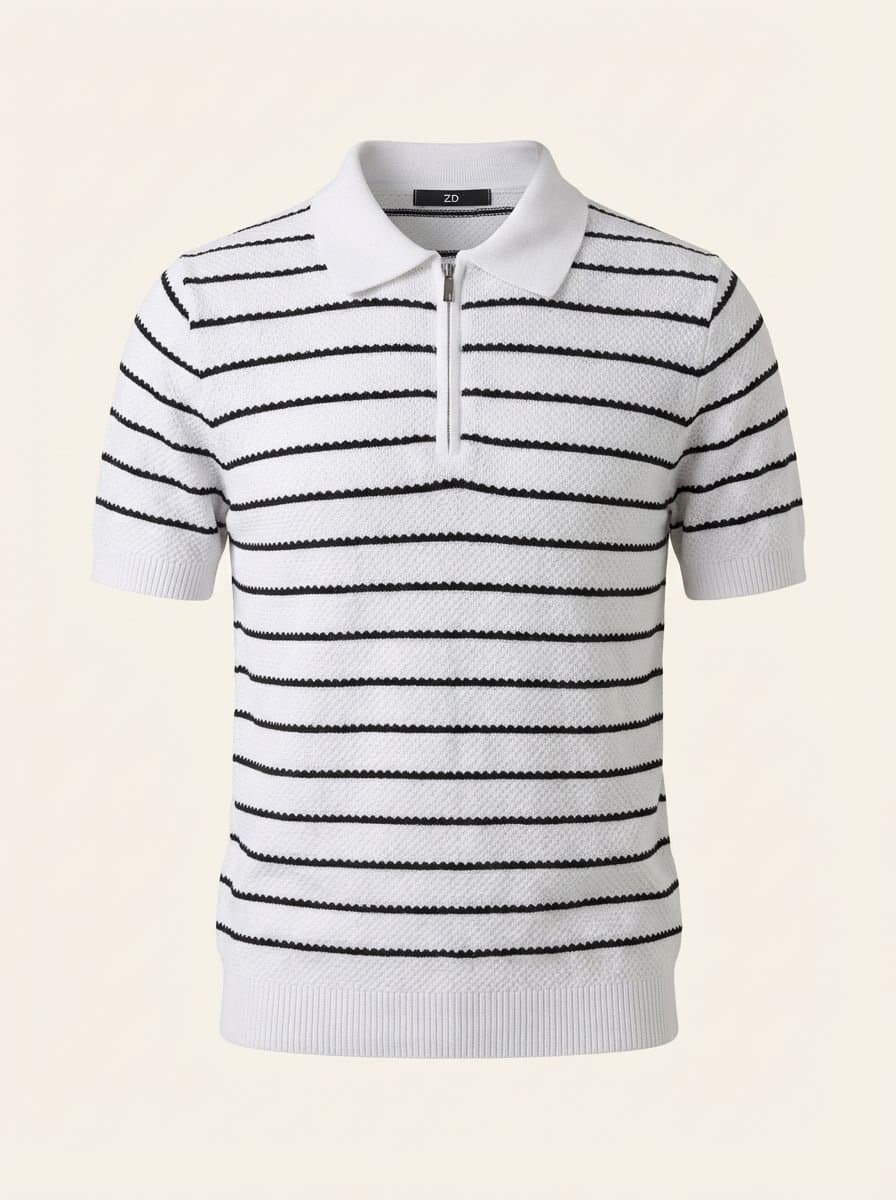 Polo homme en maille à rayures