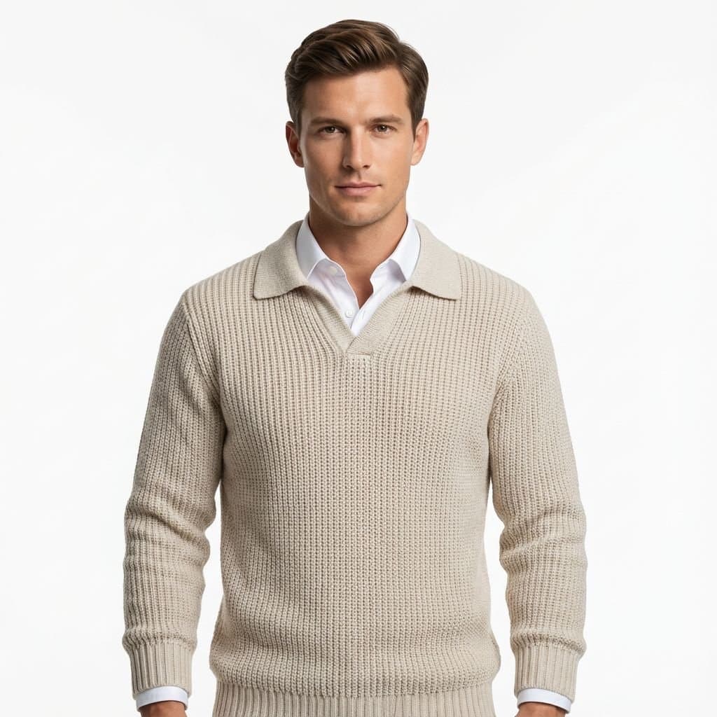 Pull polo homme en maille