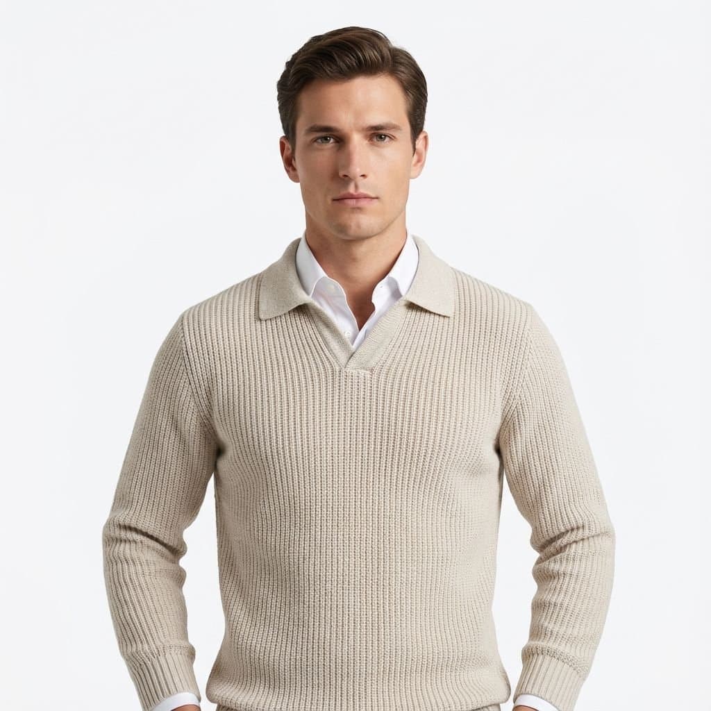 Pull polo homme en maille