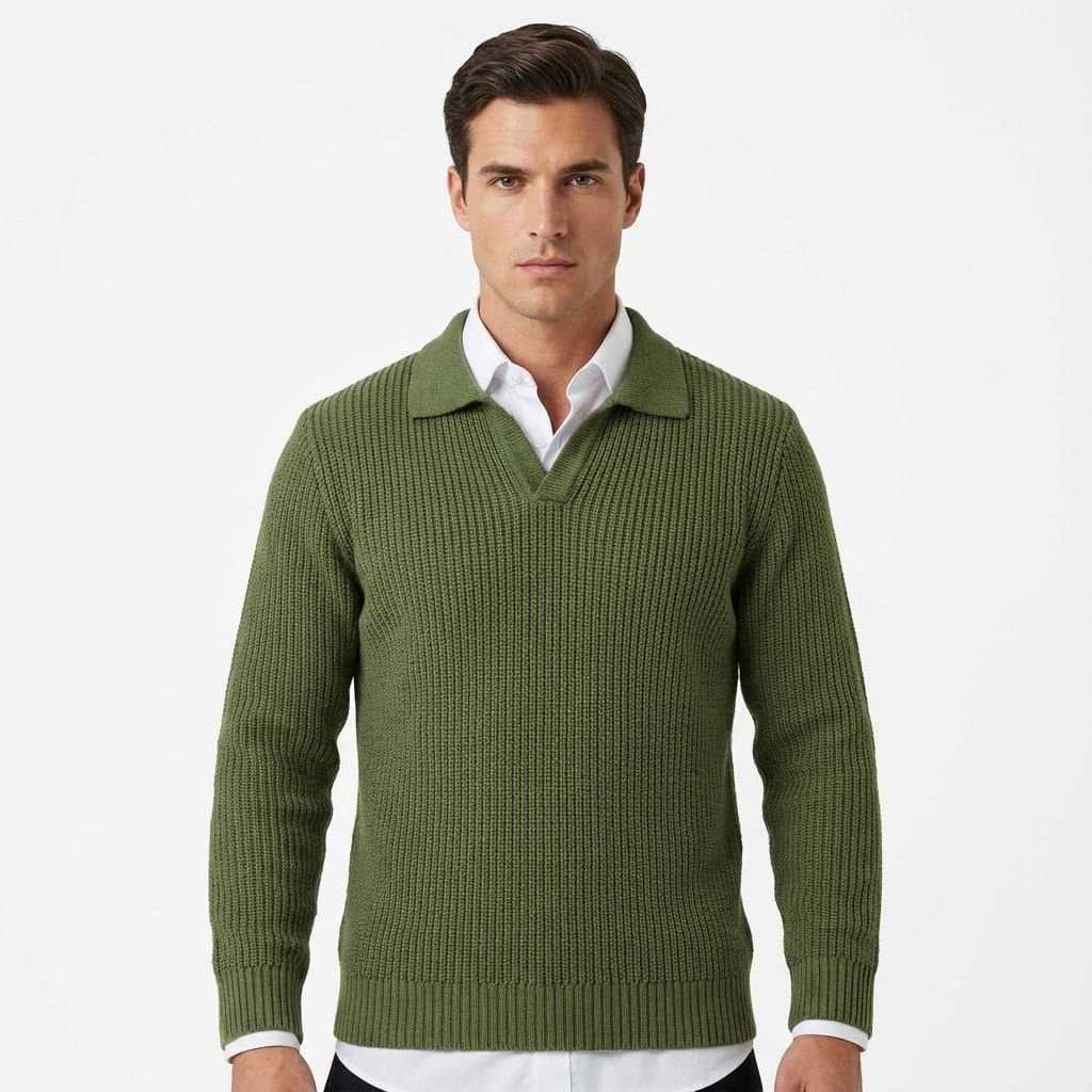 Pull polo homme en maille