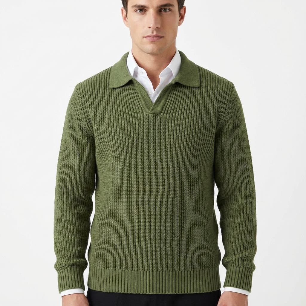 Pull polo homme en maille