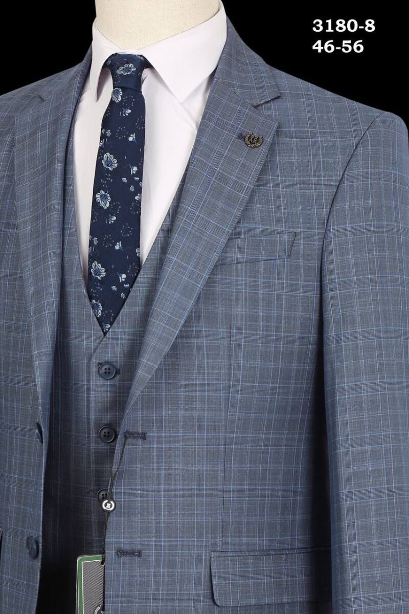 ⁦بدلة رسمية بنقشة مربعات أنيقة وتصميم Slim Fit، تتميز بأسلوب عصري وجذاب⁩ - الصورة ⁦2⁩