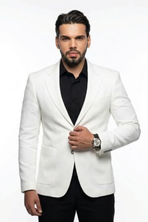 بليزر رجالي كلاسيكي بلون أبيض