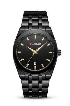 ساعة FORRAD الرجالية – تصميم أسود فاخر بسوار ستانلس ستيل